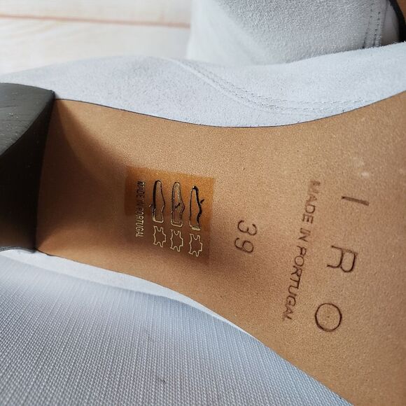 IRO Paris Suede Leather Pointy Toe Stiletto Heel Bootie Boots Light Grey Size 39 - Picture 10 of 11